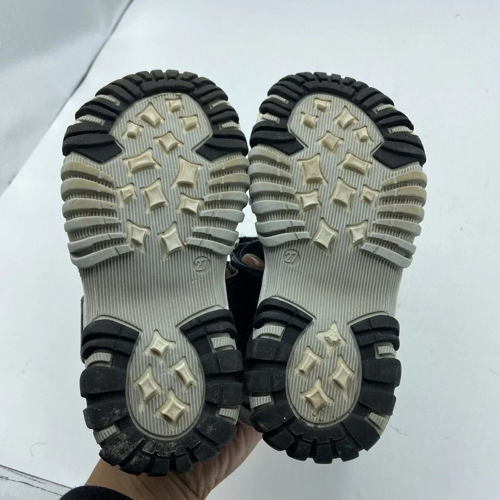 Moncler Enfant Logo Strap Flat Kids Sandals Black Sz EU 27 US 11